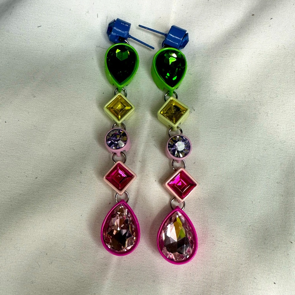 Rainbow crystal teardrop earrings